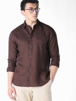 Jack & Jones - Brown Solid/Plain Full Sleeves Shirt