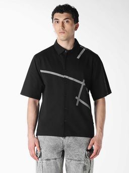 Jack & Jones - Black Abstract Half Sleeves Shirt