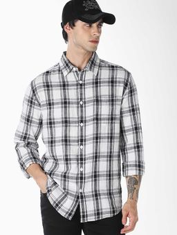 Jack & Jones - White Checks Full Sleeves Shirt