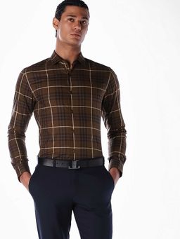 Jack & Jones - Brown Checks Full Sleeves Shirt