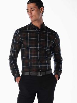 Jack & Jones - Navy Blue Checks Full Sleeves Shirt