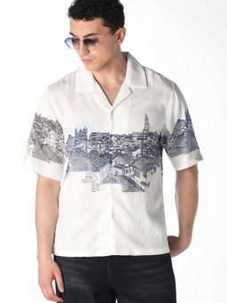Jack & Jones - White Graphic Half Sleeves Shirt