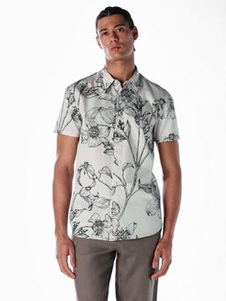 Jack & Jones - Off White Floral Half Sleeves Shirt