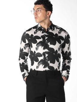Jack & Jones - White Floral Full Sleeves Shirt