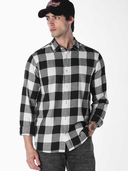Jack & Jones - White Checks Full Sleeves Shirt
