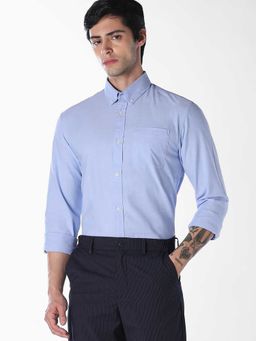 Jack & Jones - Blue Solid/Plain Full Sleeves Shirt