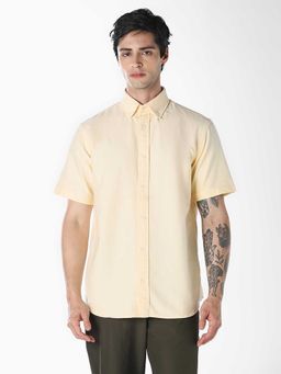 Jack & Jones - Yellow Solid/Plain Half Sleeves Shirt