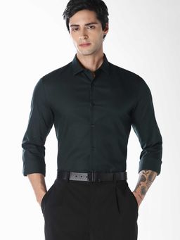 Jack & Jones - Green Solid/Plain Full Sleeves Shirt
