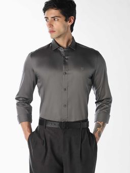 Jack & Jones - Grey Solid/Plain Full Sleeves Shirt