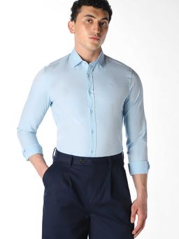 Jack & Jones - Blue Solid/Plain Full Sleeves Shirt