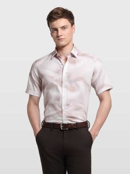 Arrow Newyork - Beige Self Design Half Sleeves Shirt