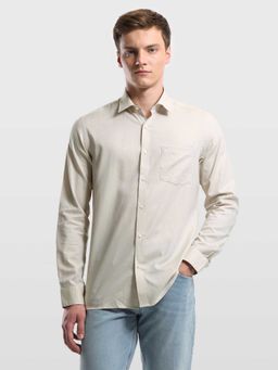 Arrow - Beige Textured Full Sleeves Shirt