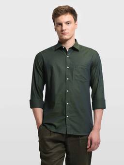 Arrow - Green Textured Full Sleeves Shirt