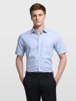 Arrow - Blue Textured Half Sleeves Shirt