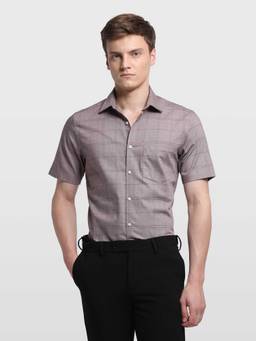 Arrow - Purple Checks Half Sleeves Shirt
