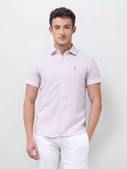 U.S. Polo Assn. Denim Co. - Purple Solid/Plain Half Sleeves Shirt