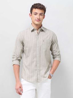 U.S. Polo Assn. Denim Co. - Beige Stripes Full Sleeves Shirt