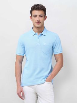 U.S. Polo Assn. Denim Co. - Blue Solid/Plain Half Sleeves Polo T-Shirt