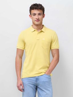 U.S. Polo Assn. Denim Co. - Yellow Solid/Plain Half Sleeves Polo T-Shirt