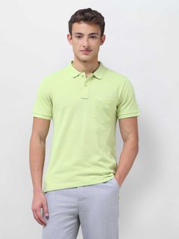 U.S. Polo Assn. Denim Co. - Green Solid/Plain Half Sleeves Polo T-Shirt