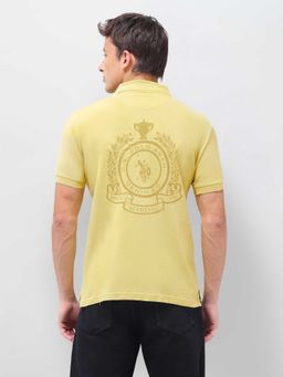 U.S. Polo Assn. Denim Co. - Yellow Printed Half Sleeves Polo T-Shirt