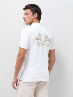 U.S. Polo Assn. Denim Co. - White Printed Half Sleeves Polo T-Shirt