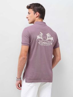 U.S. Polo Assn. Denim Co. - Purple Printed Half Sleeves Polo T-Shirt
