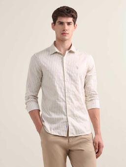 U.S. POLO ASSN. - Beige Stripes Full Sleeves Shirt