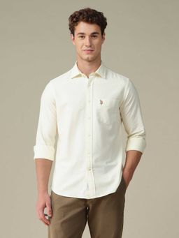 U.S. POLO ASSN. - Yellow Solid/Plain Full Sleeves Shirt