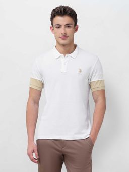 U.S. POLO ASSN. - White Solid/Plain Half Sleeves Polo T-Shirt