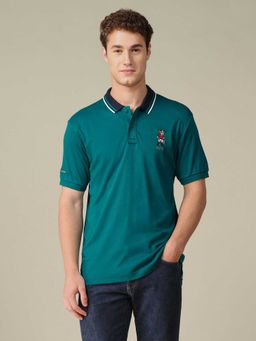 U.S. POLO ASSN. - Teal Solid/Plain Half Sleeves Polo T-Shirt