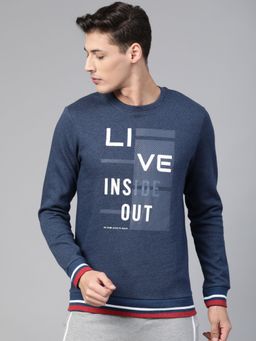 Alcis - Men Navy Blue White Printed Sports Sweatshirt