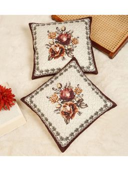 HOSTA HOMES - Soft Velvet Quilted Floral Cushion Covers (Pack Of 2) (16x16 Inches)