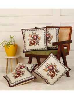 HOSTA HOMES - Soft Velvet Quilted Floral Cushion Covers (Pack Of 5) (16x16 Inches)