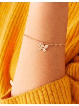 Accessorize London - Womens Gold Textured Butterfly Bracelet