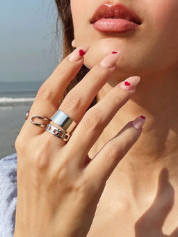 Pipa Bella by Nykaa Fashion - Silver-plated Link Ring (Set of 3)