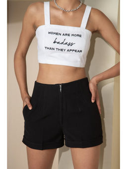 The Dapper Lady - Jet Black Zipped Shorts