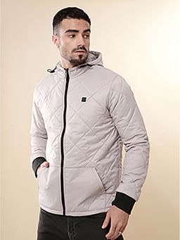 WROGN - Men Grey Clouds Hooded Puffer Jacket