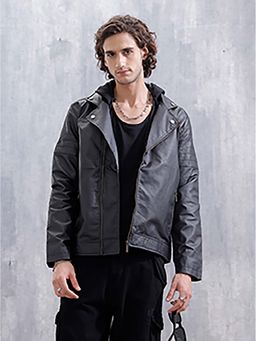 WROGN - Men Black Slim Fit Biker Jacket