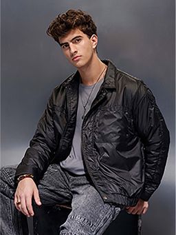 WROGN - Men Black Casual Oversized Jacket