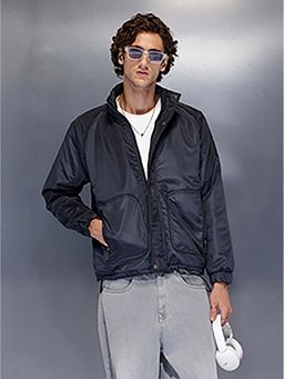 WROGN - Men classic Navy Blue high-Neck Jacket