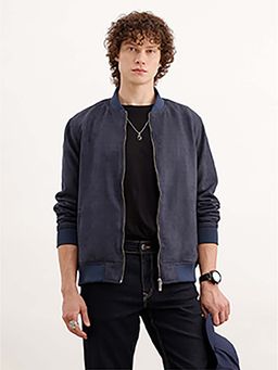 WROGN - Men Blue Slim Fit Bomber Jacket