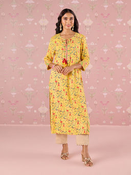 Likha - Yellow Garden Groove Embroidered Kurta LIKKUR206