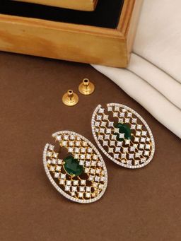 Abdesigns - Elegant Gold Plated American Diamond Dangler Earrings