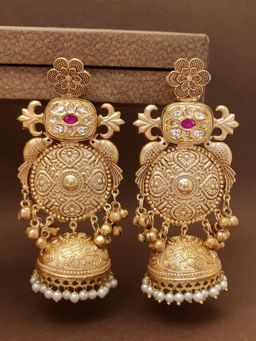 Abdesigns - Elegant Gold Plated Kundan Dangler Earrings