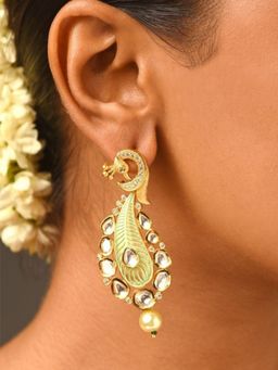 Abdesigns - Elite Gold Plated Meenakari Kundan Drop Earrings