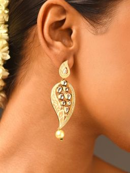 Abdesigns - Elite Gold Plated Meenakari Kundan Drop Earrings