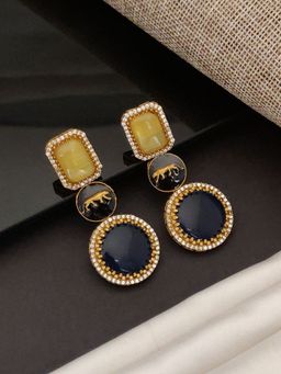Abdesigns - Elite Gold Plated American Diamond Drop Earrings
