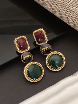 Abdesigns - Elite Gold Plated American Diamond Drop Earrings