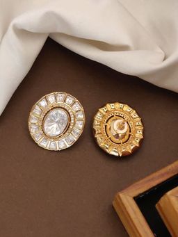 Abdesigns - Gold-Plated Polka Studded Stud Earrings